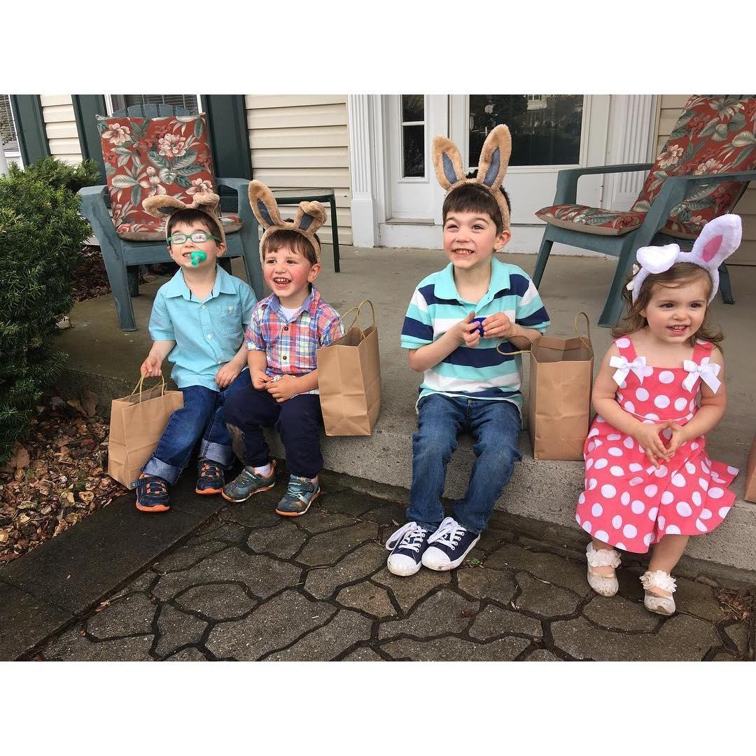 Our niece Grace and our nephews Aiden, Alex and Zach during Easter!