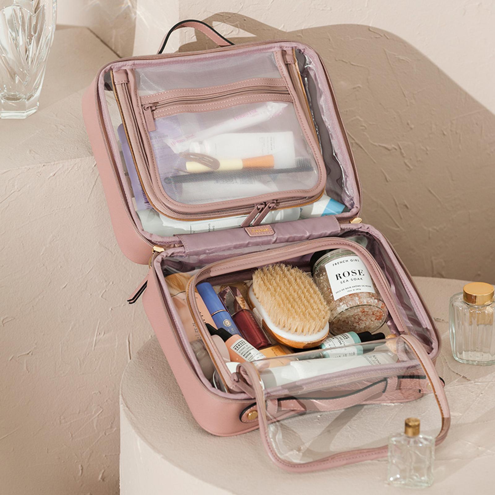 Aofa Makeup Bag Small Travel Cosmetic Bag Lightweight PU Leather