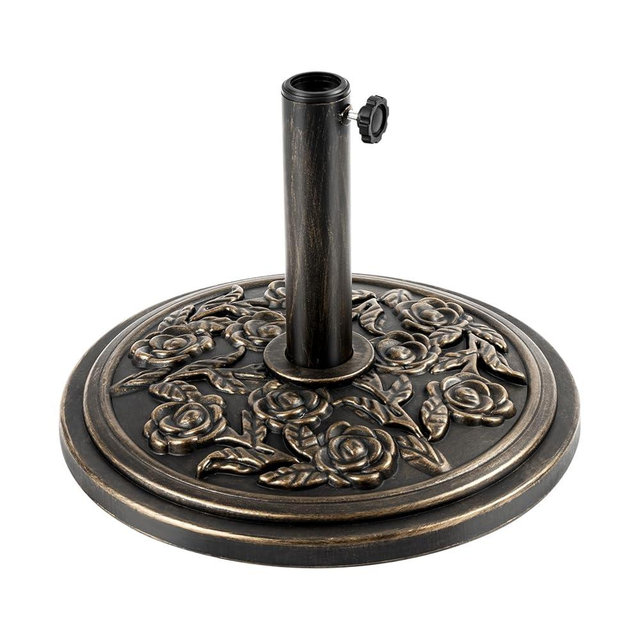18 Inch Cast Stone w/Resin Shell Patio Umbrella Base, Bronze