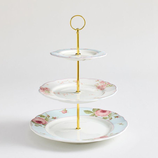 LoveShackFancy Garden Floral Tiered Stand, Single - Blue Multi