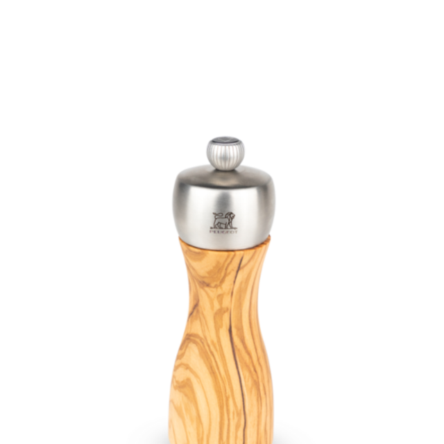 Fidji Manual pepper mill in olive wood and stainless steel 15 cm
