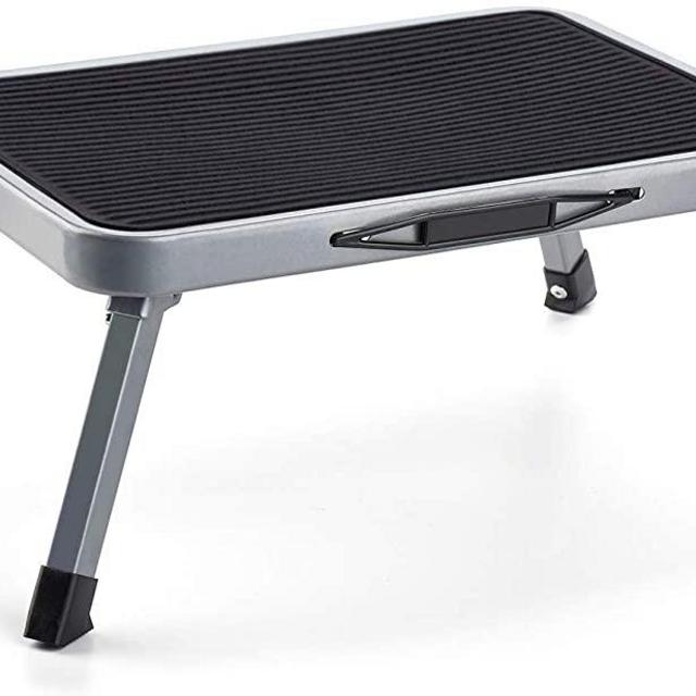Delxo Folding Step Stool One Metal Step Stool for Adults Heavy Duty Step Stool for Bed Max 330lbs Capacity Non Slip Folding Stools for RV and Kitchen