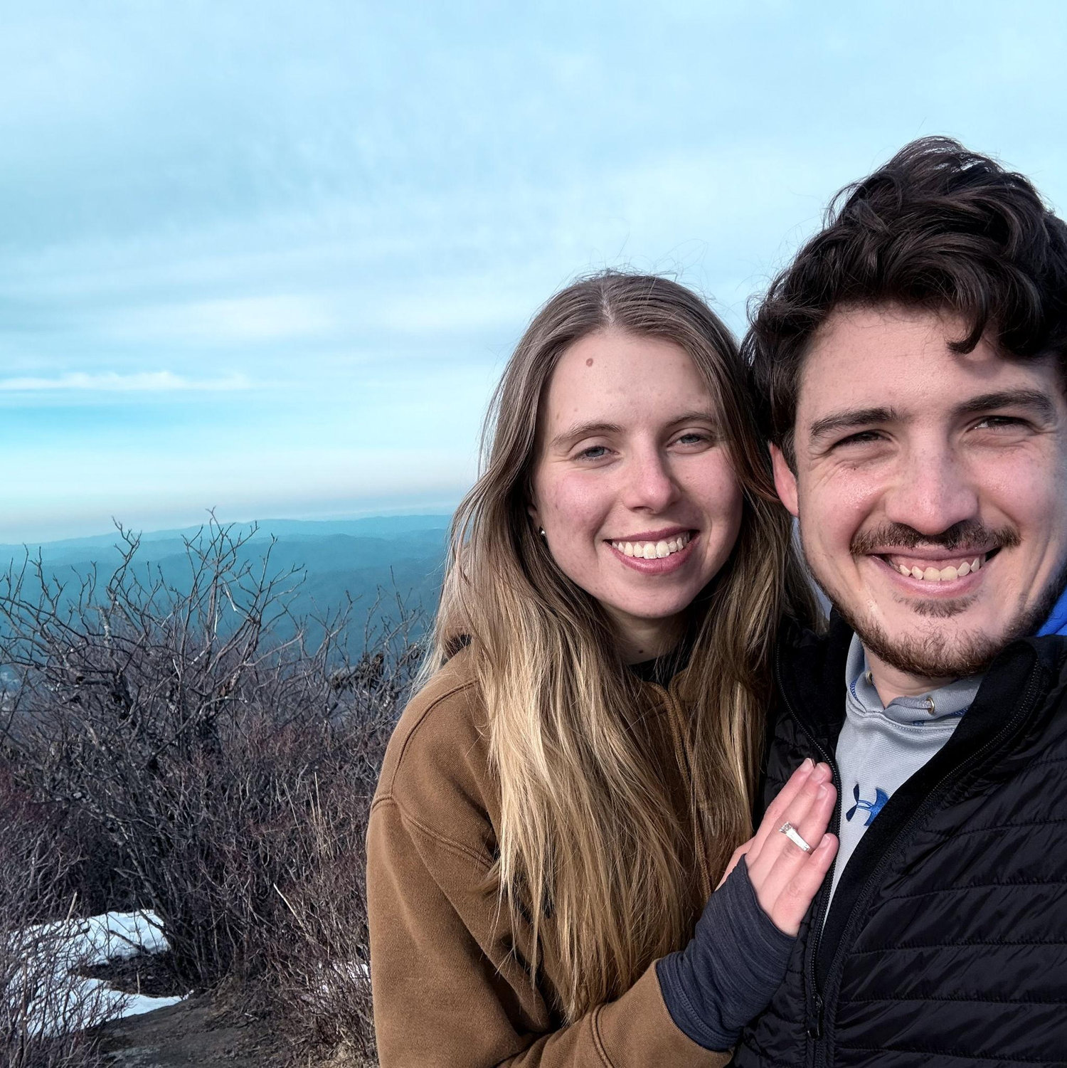 Right after getting engaged at Carver's Gap! The jeweler messed up the ring size but we made do haha