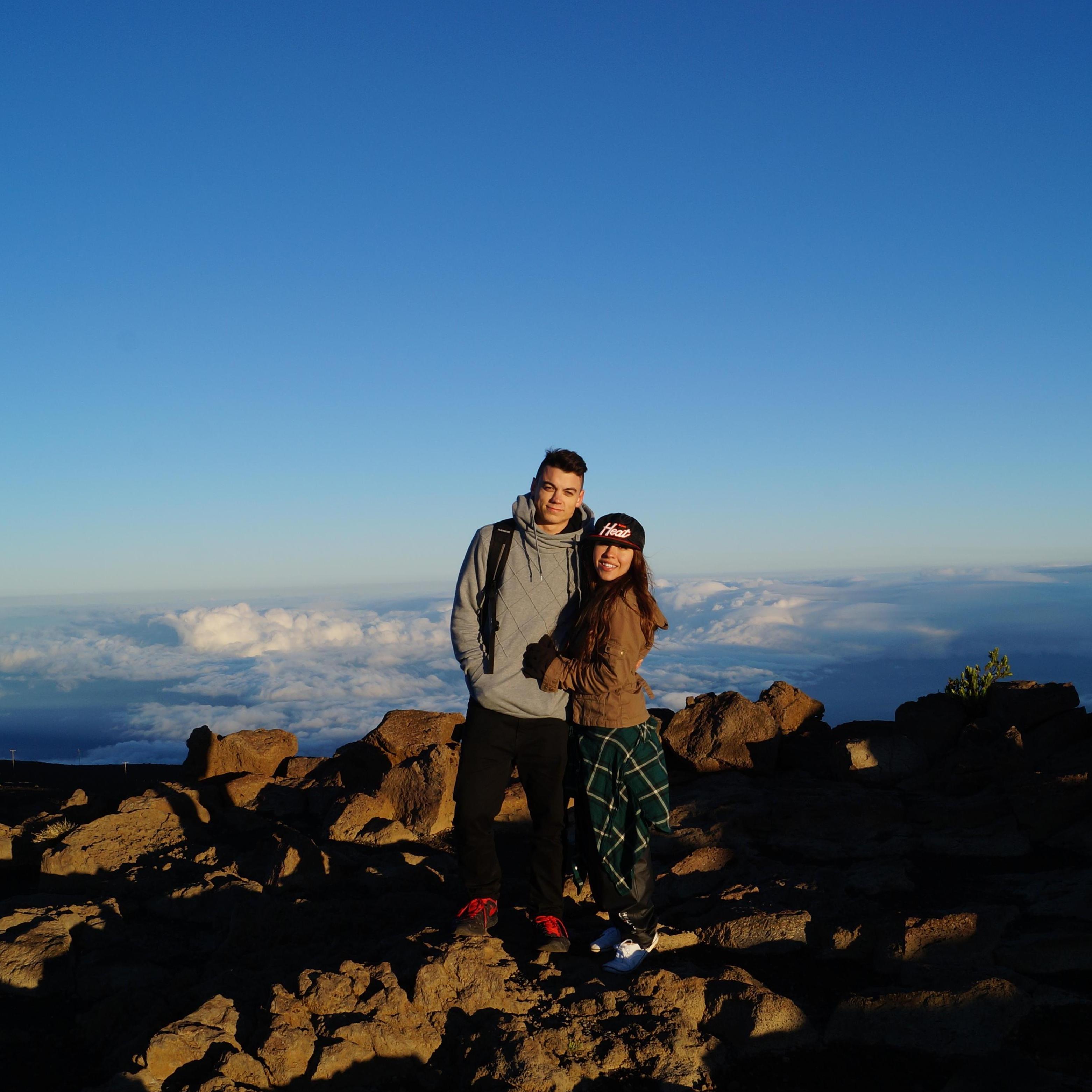 Watched the sunrise over the clouds on a volcano in Hawaii