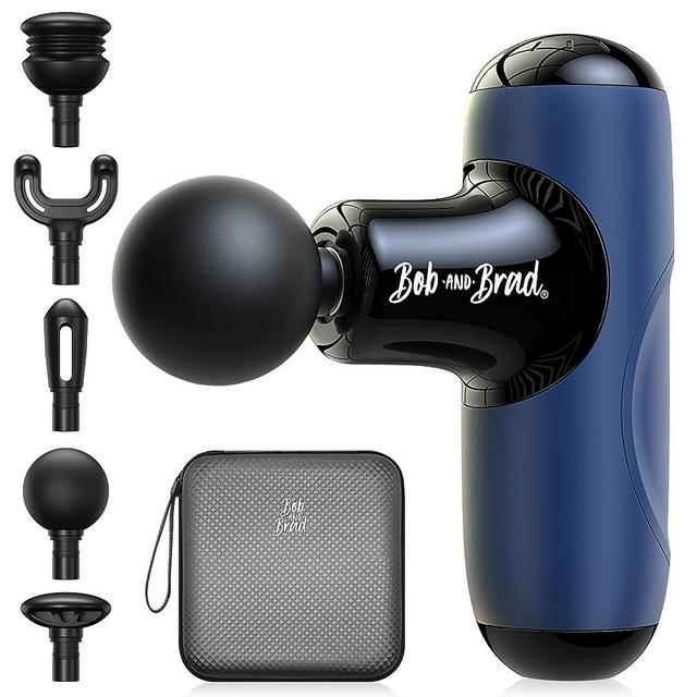 BOB AND BRAD Q2 Mini Massage Gun, Pocket-Sized Deep Tissue Massager Gun, Portable Percussion Muscle Massager Gun, Ultra Small & Quiet Muscle Massage Gun with Carry Case for On The Go Usage - Blue