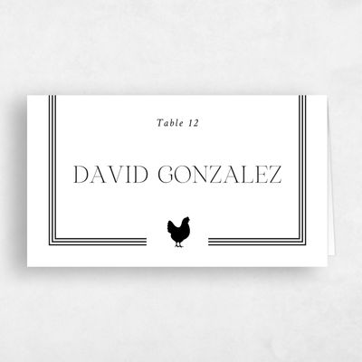 White Wedding Place Card - Teagan Chicken