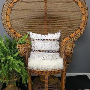 Vintage Emmanuel Peacock Chair, wicker high back fan, rattan, mid century, bohemian, boho, LOCAL P/U Chicago, Il area or Your Shippe