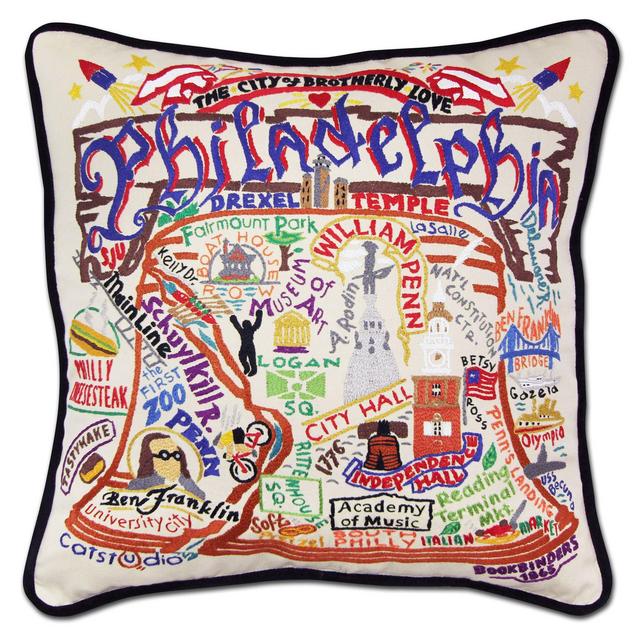 Philadelphia Hand-Embroidered Pillow
