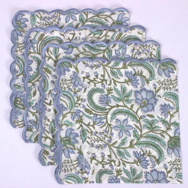 Ridhi Columbia Blue Cloth Napkins 100% Pure Cotton Farmhouse Wedding Dinner Napkins for Halloween, Thanksgiving, Holiday Daily Wedding uses Napkins 4-18x18
