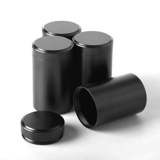 Tea Tins Canister set with Airtight Lids Home Kitchen Canisters for Tea Sugar Coffee Storage Loose Leaf Tea Tin Containers storage nut jar(Black1, 4PC/4.7OZ)
