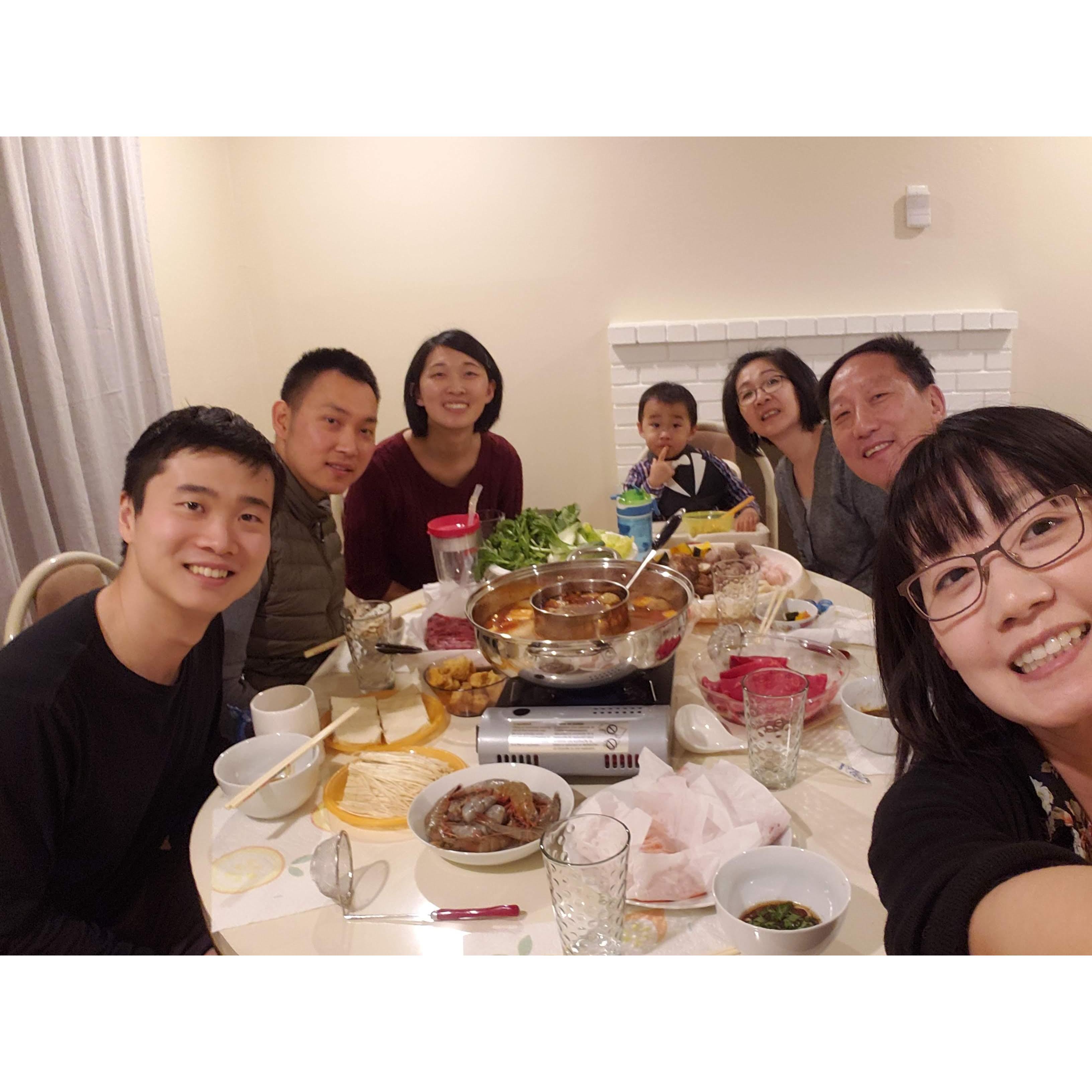 Family hot pot at Peter's house!