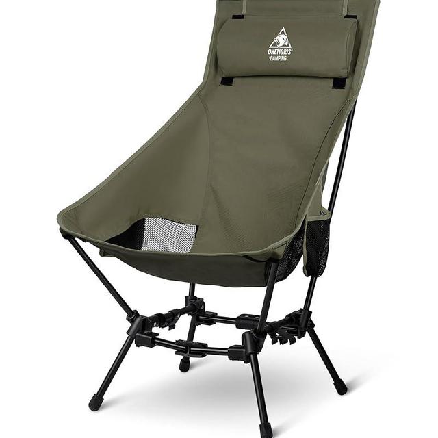 OneTigris Dragonhide Oversized Camping Chair with Pillow Design, Comfortable Widened Seat Folding, 275 lbs Capacity