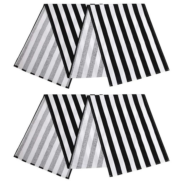 ANECO 2 Pack Striped Table Runner Cotton Striped Table Runner Modern Striped Design Table Runner Elegant Decor for Indoor Outdoor Events 13 x 72 Inches Black and White