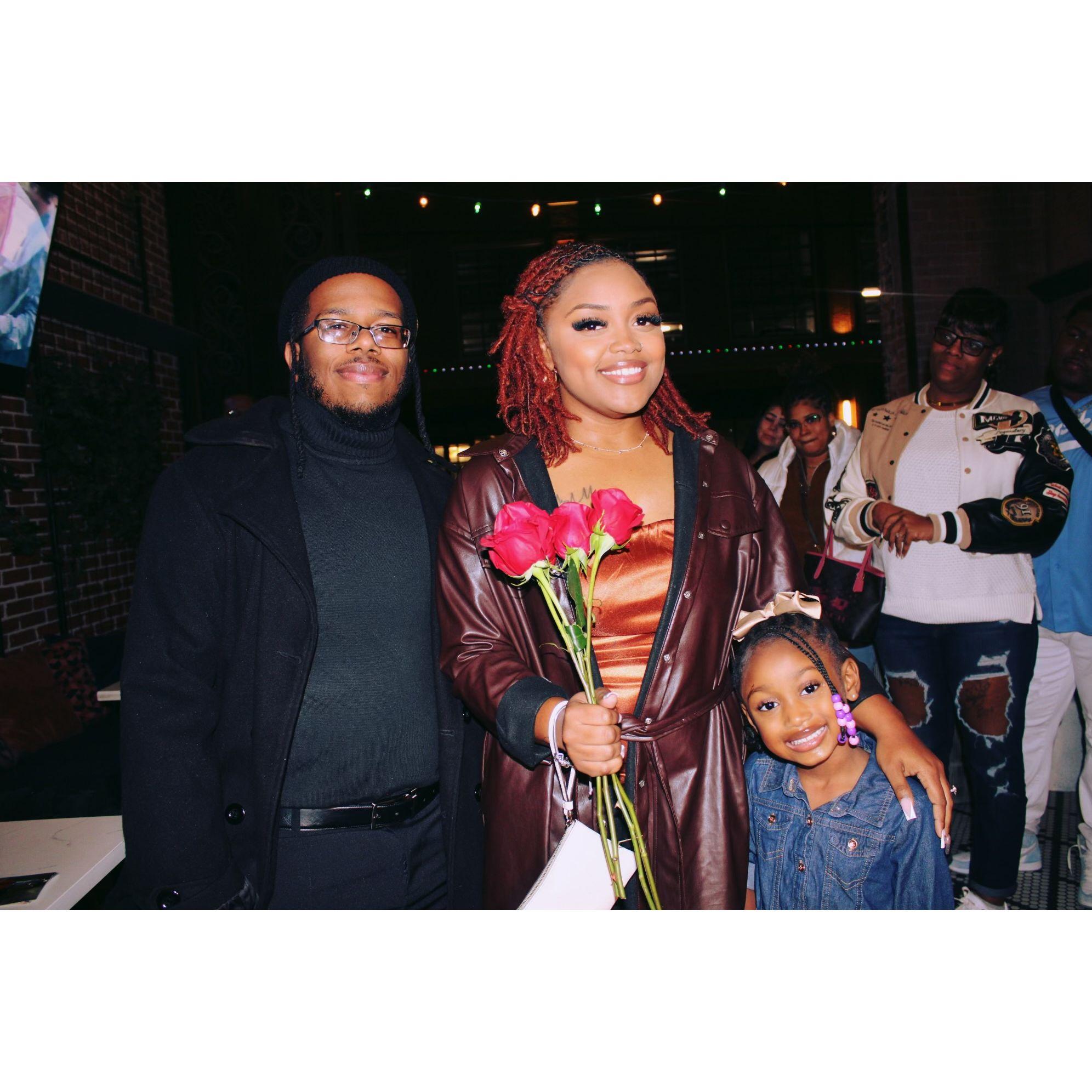 This photo was taken the night Malcolm proposed to Marshelle on her birthday, January 1, 2024.