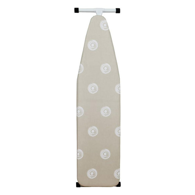 Full-Size Adjustable Height Ironing Board with Steel Frame, Extra-Thick Cotton Cover & Non-Slip Feet, Beige