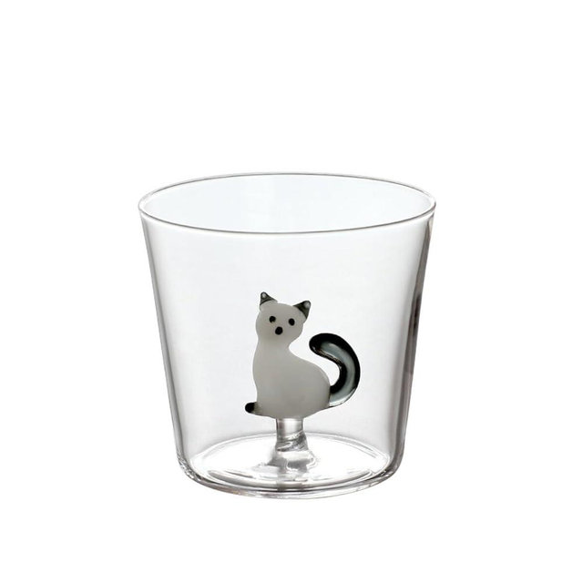 ICHENDORF 0935209007-CN Tumbler, Cat, White Cat with Smoke Tail