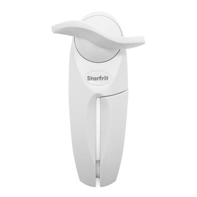 Starfrit Little Beaver Can Opener - Safe - Holds and Leaves No Sharp Edges on Lid - Comfort Grip - 3 year warranty - White