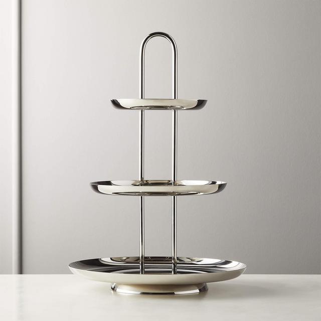 Porter Polished Stainless Steel 3-Tier Server with Handle