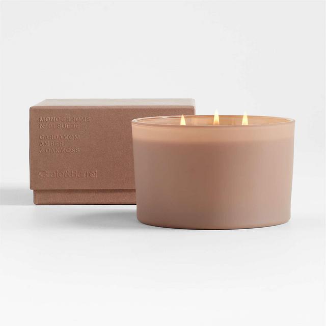 Monochrome No. 4 Suede 3-Wick Scented Candle - Cardamom, Amber and Oakmoss