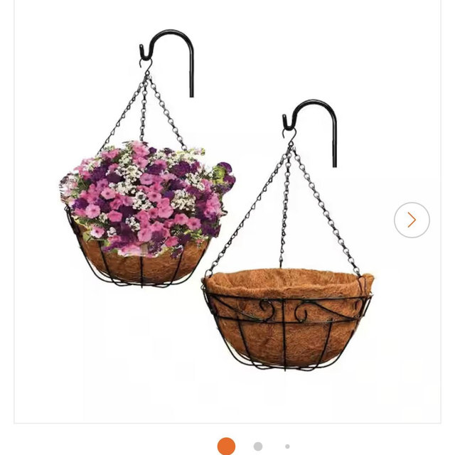 Ashman Online Large 12 in. Dia Black Metal Hanging Basket with Coco Liner (2-Pack) PlantHangBasket12inch2Pk