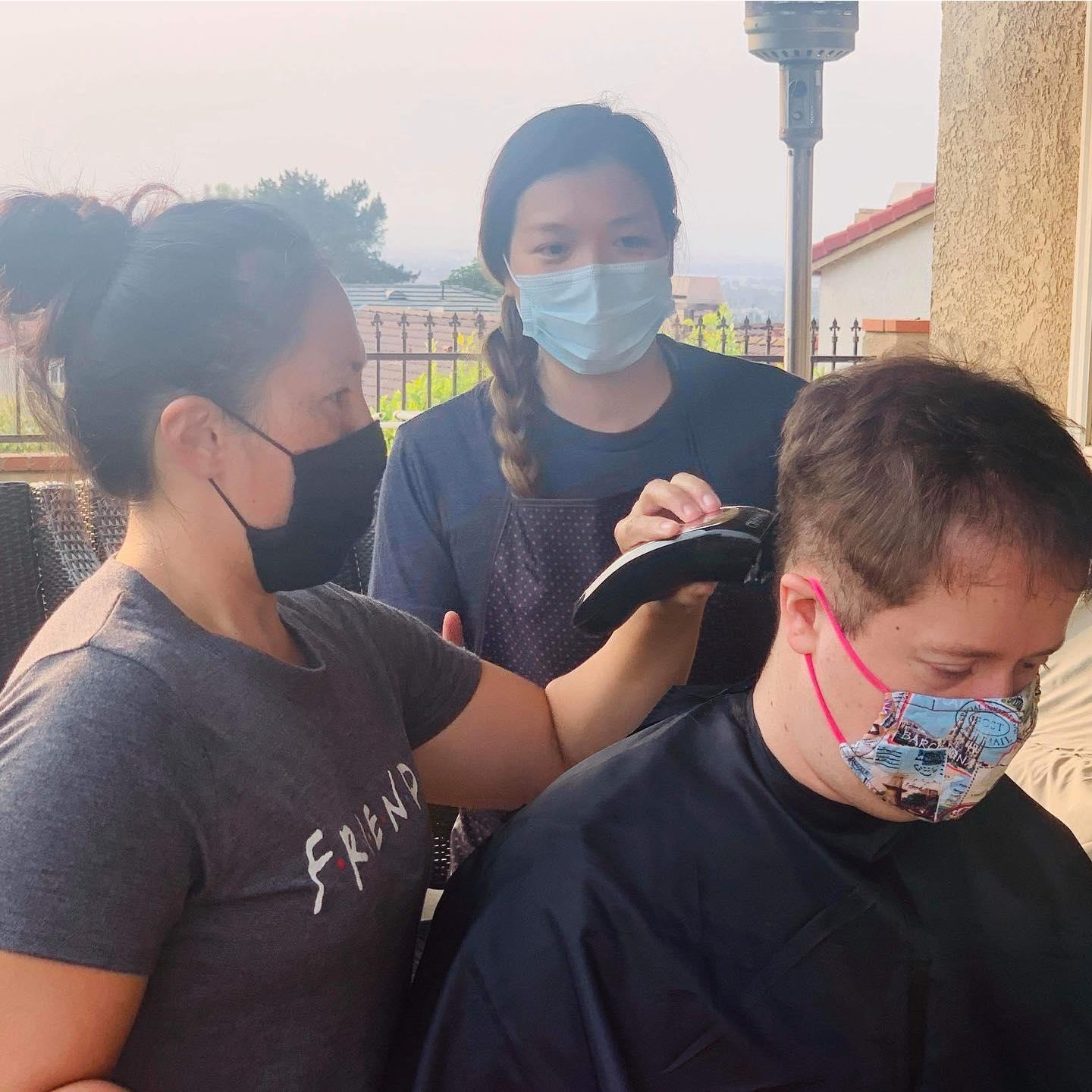 Mike's second haircut...trust-building exercise