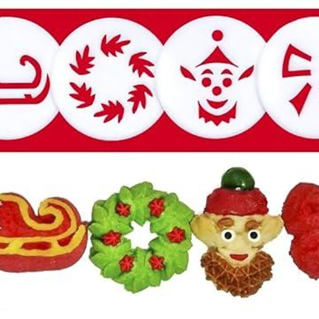 Impress Cookie Press Disks – Christmas Two Set of 8, Food Safe Plastic Shapes with Wreath, Candle, Elf, & More, Fits Many Manual Models - See Disk Sizing Image to ensure fit with your press