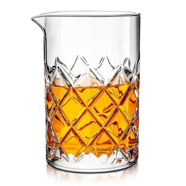 Dandat Cocktail Mixing Glass Crystal Stirring Glass Thick Bottom Seamless Cocktail Pitcher for Home Bartender Bar Whiskey Martini Drink Shaker Accessories(1 Pcs,24 oz)