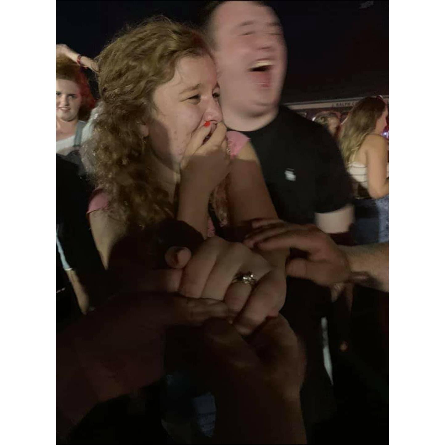 Photo taken immediately after Ryan popped the questions and Catherine said "YES!"