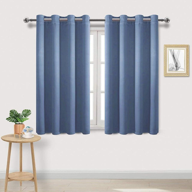DWCN Dusty Blue Blackout Curtains for Living Room, W52xL54 Inches Long, Spring Thermal Room Darkening Drapes, 2 Panels