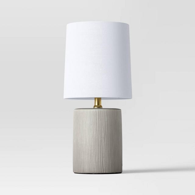 Textural Ceramic Mini Cylinder Shape Table Lamp Brown (Includes LED Light Bulb) - Threshold™