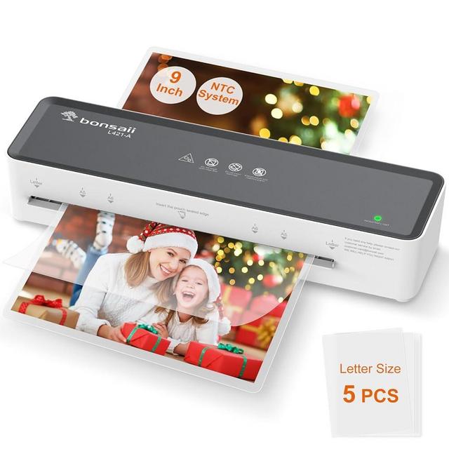 Bonsaii 9 Inch Laminator, Laminator Machine with Laminating Sheets, Laminating Machine for Teacher Personal, Home, Office, and Classroom Organization Supplies - L421-A Grey