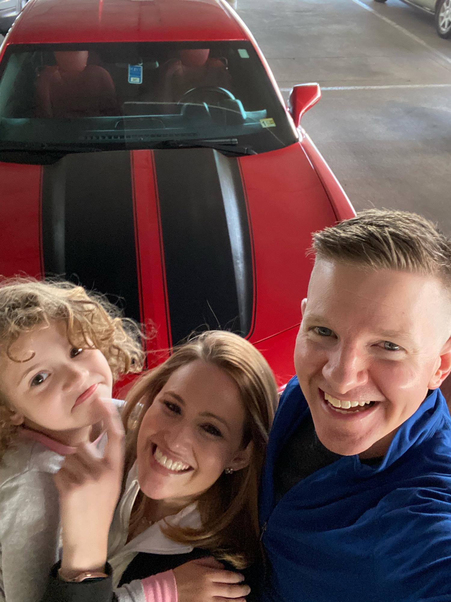April 5, 2021: Alyssa and Keira visit John for Spring Break. John surprises them at the airport with a Camaro!! John has since upgraded to another Camaro!