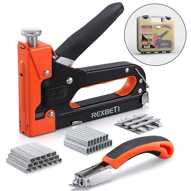 REXBETI Staple Gun with Remover, Heavy Duty 3 in 1 Staple Gun with 2600-Piece Staples for Upholstery, Fixing Material, Decoration, Carpentry, Furniture