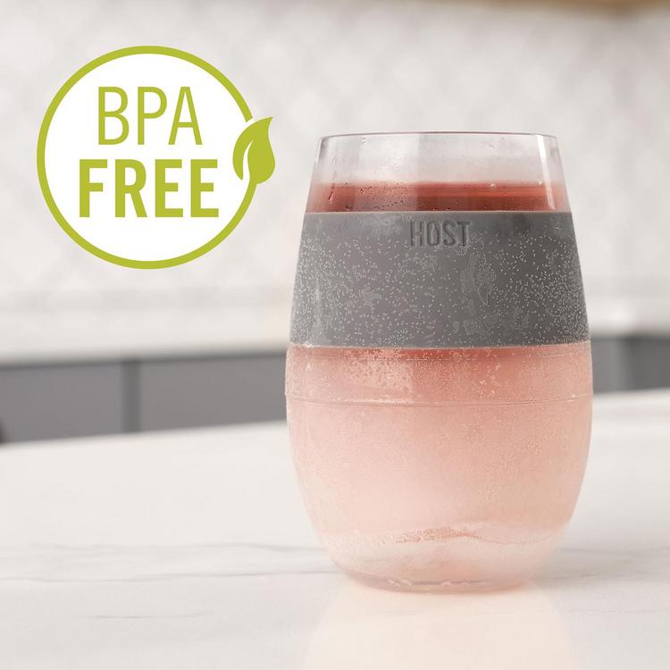Host Wine Freeze Cooling Cups, Gray (Set of 2)