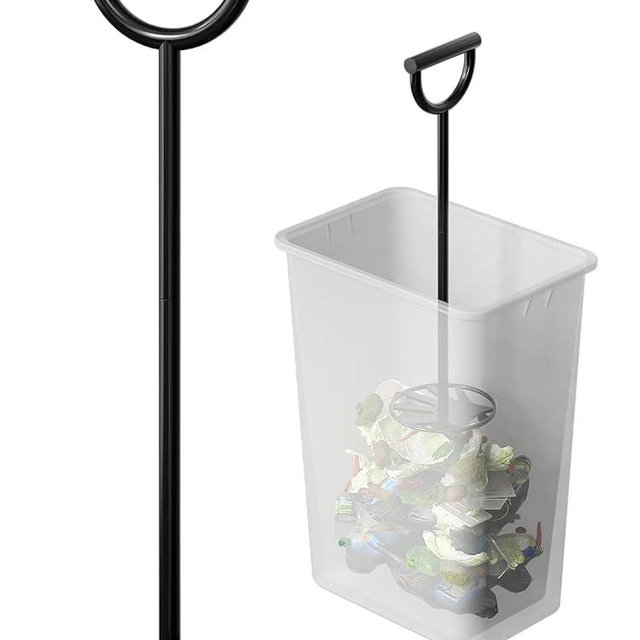 Trash Compactor for Kitchen and Small Outdoor Bins: All Metal Manual Garbage Tamper, Handy Waste Press Tool, Reduces Trash Volume, Saves Bags/Can Space, Less Disposal Trips/Easy to Use Clean & Store