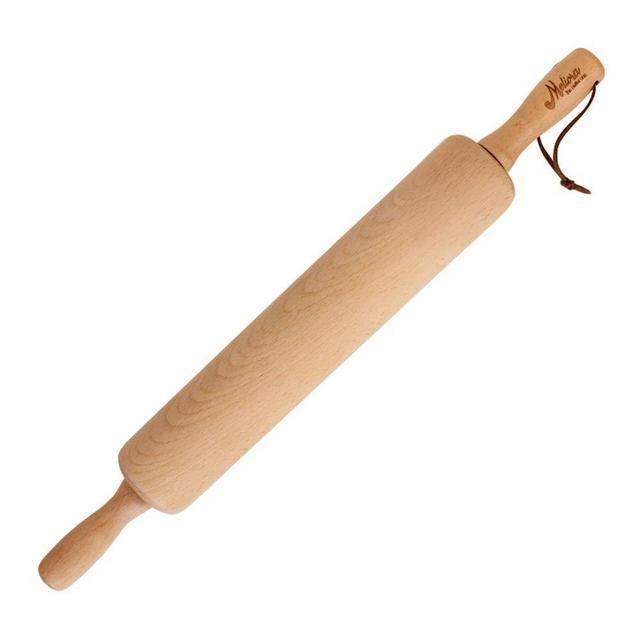 Melioraa - Solid Wood Rolling Pin Dough Roller, Wooden Rolling Pin for Professional Bakers | Pizza Dough | Pastry | Bakery | Pizza | Fondant | Chapati | Pie & Cookie (16″ by 2″)