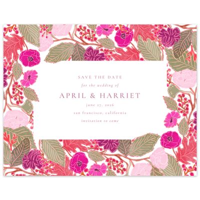 Fuchsia, Pink Wedding Digital Save the Date - Elody Landscape
