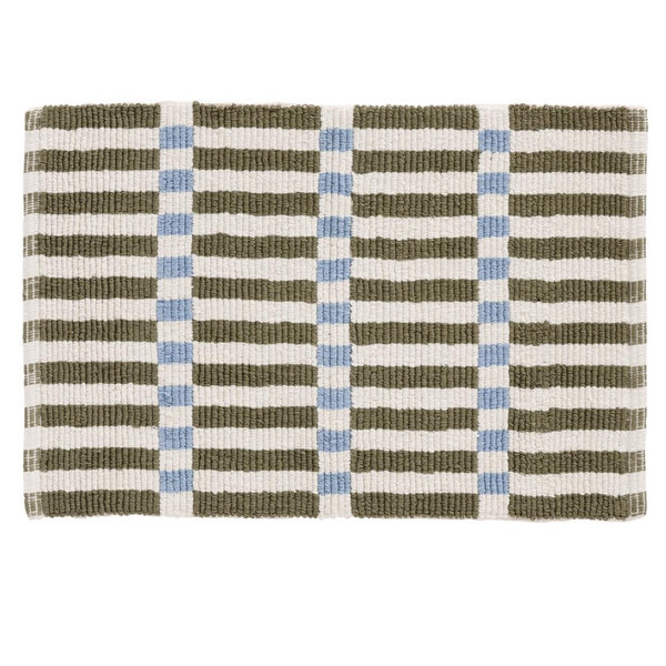 Green/Blue Cadence Offset Stripe Flatwoven Bath Mat