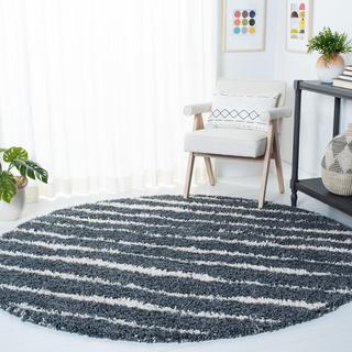 Venus Shag Round Striped Rug
