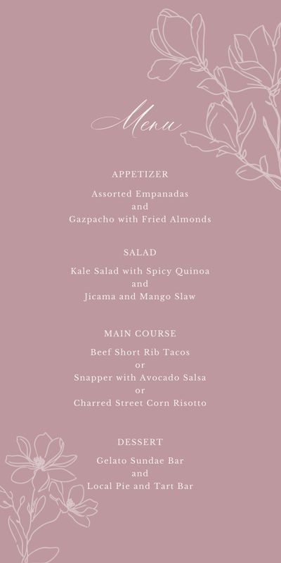 Pink Oval Wedding Menu - Magnolia