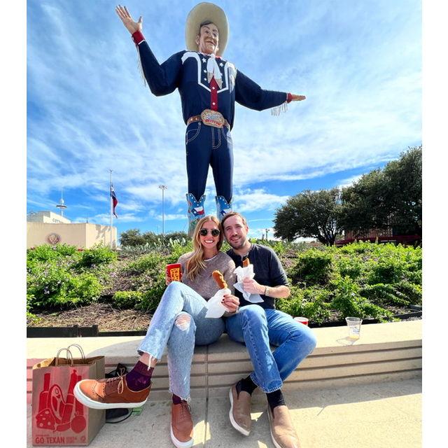 Selfie with "Big Tex" @ Texas State Fair. A Ben "must", now an Ashley "must"! We have gone every year for the last 5 years!