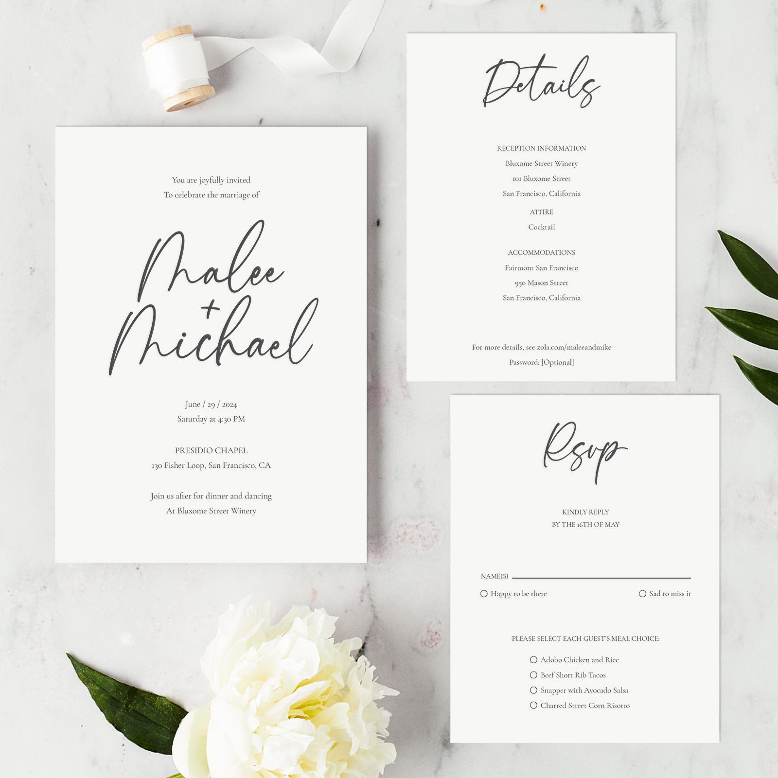 Zola Wedding Invitations Santorini Type Letterpress