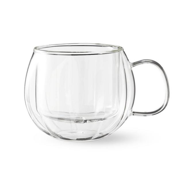 Pumpkin Double-Wall Glass Mugs, Set of 4