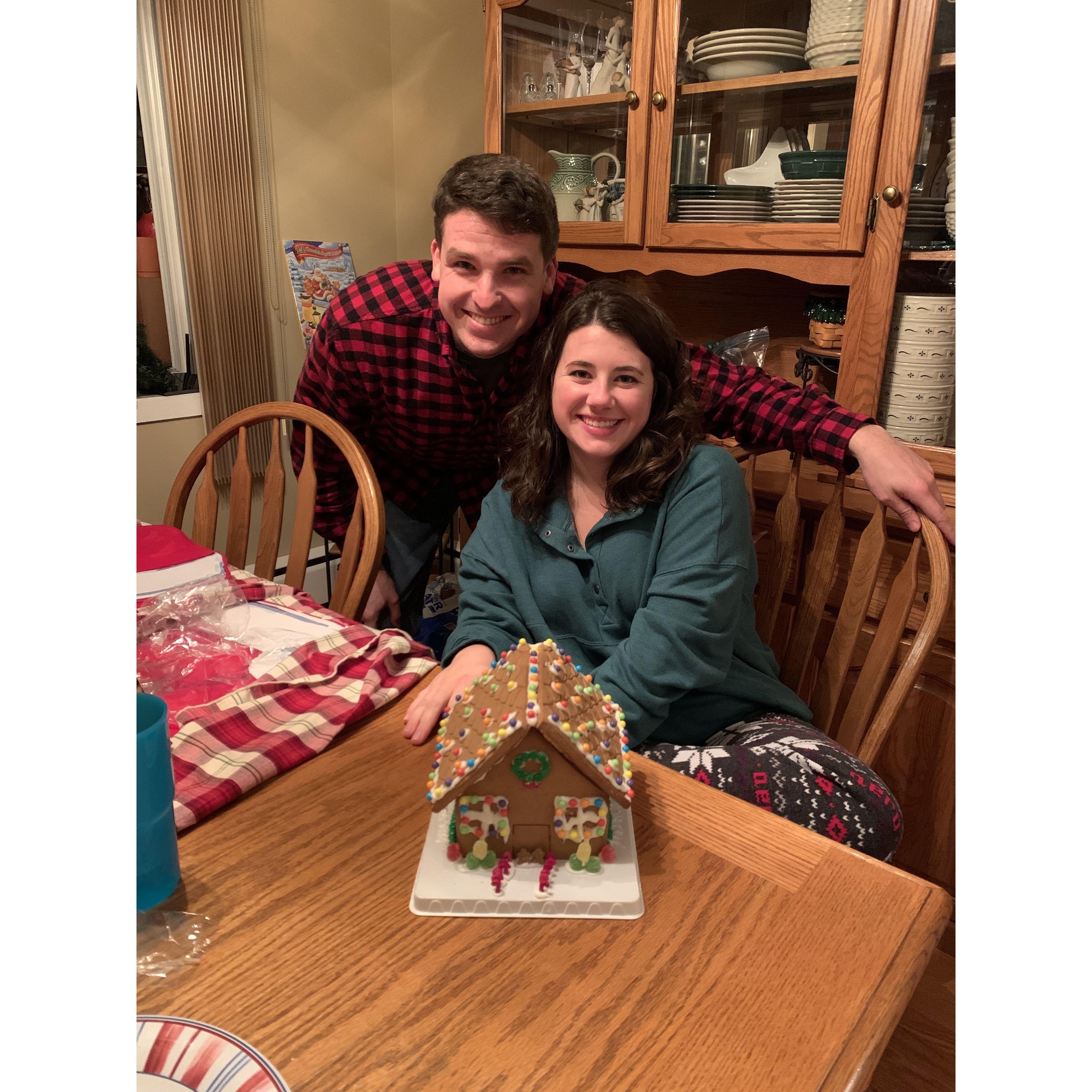 Gingerbread house building