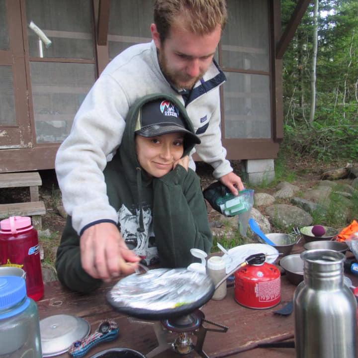 Liz obviously needed help popping the popcorn
