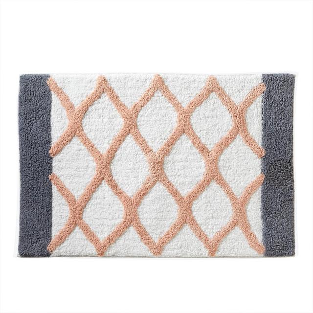Dancing Lattice Bath Rug Gray/Blush - SKL Home