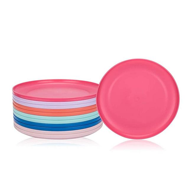 Unbreakable and Reusable 9,75-inch Plastic Dinner Plates, Set of12, Microwave/Dishwasher Safe, BPA Free