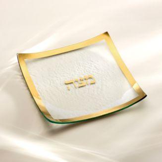 Annieglass Judaica Square Matza Plate, 10"