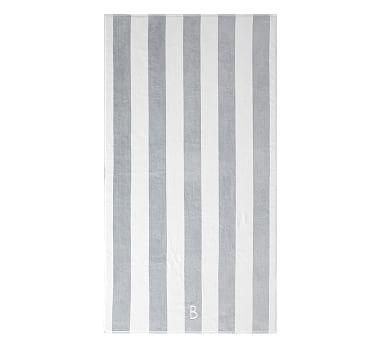 Reversible Awning Striped Organic Beach Towel (Color: Chambray/Flax)