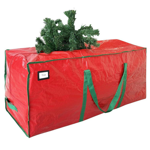 Cosy Family 9 ft Christmas Tree Storage Bag - Durable Heavy Duty Extra Large Artificial Xmas Holiday Tree Bag with Reinforced Handles and Dual Zippers Wide Opening - Red